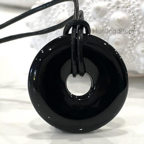 Unisex Natural Black Agate Gemstone Necklace