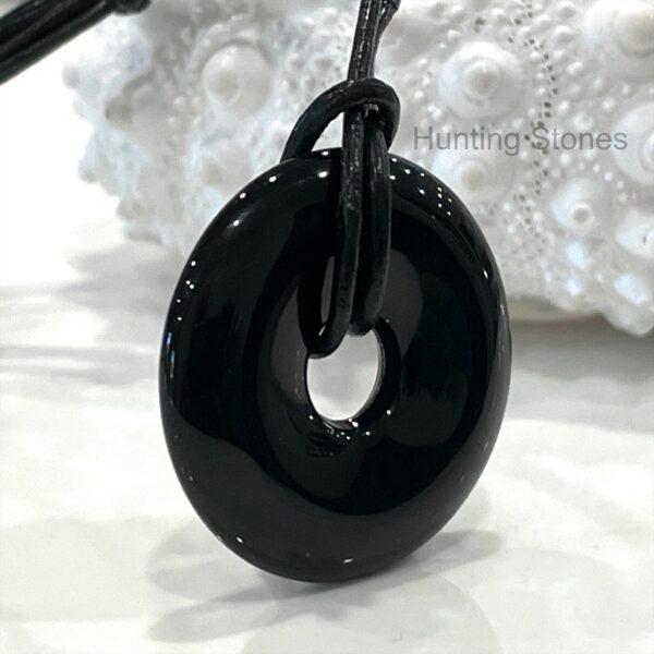 Unisex Natural Black Agate Gemstone Necklace