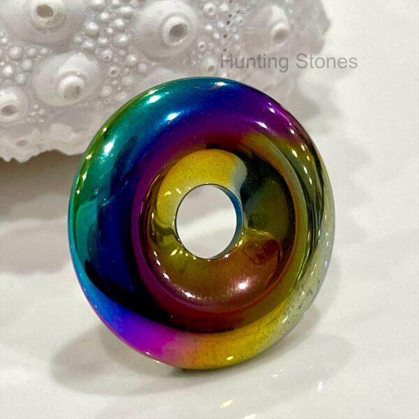 Unisex Titanium Rainbow Natural Hematite Gemstone Necklace