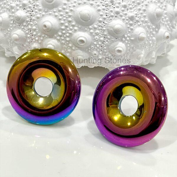 Unisex Titanium Rainbow Natural Hematite Gemstone Necklace