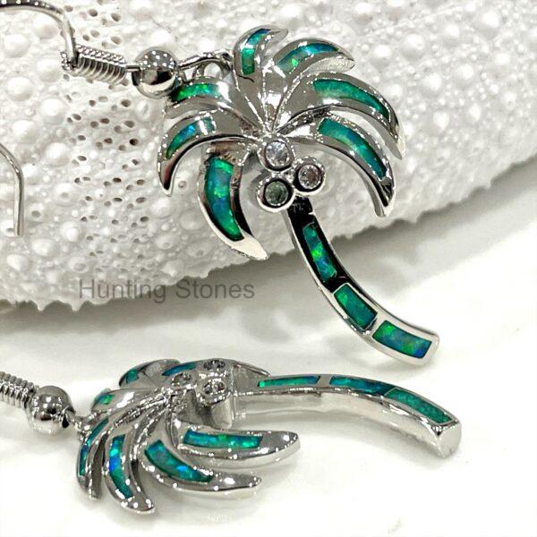 Stunning Green Fire Opal Palm Tree Earrings