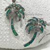 Stunning Green Fire Opal Palm Tree Earrings