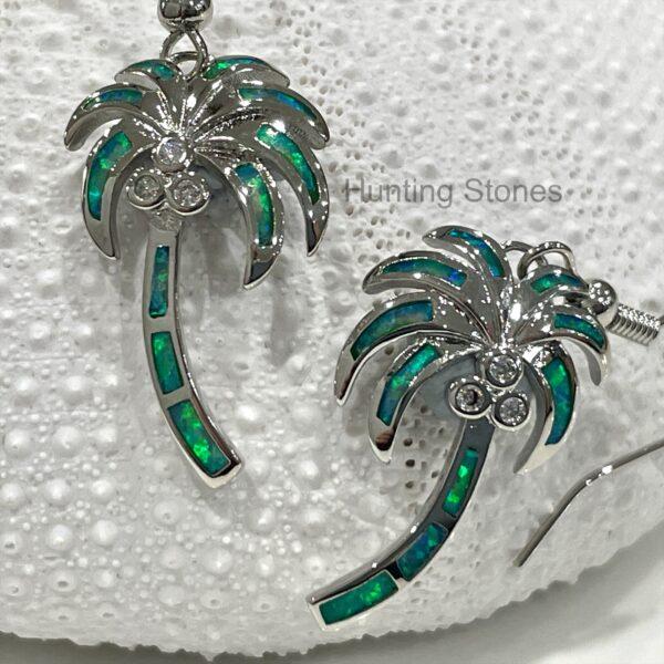 Stunning Green Fire Opal Palm Tree Earrings