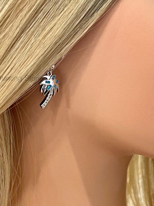 Stunning Blue Fire Opal Palm Tree Earrings