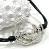 Genuine Leather Pearl Swirl Choker Necklace Black