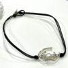 Genuine Leather Pearl Swirl Choker Necklace Black