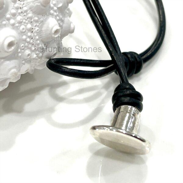 Genuine Leather Pearl Swirl Choker Necklace Black