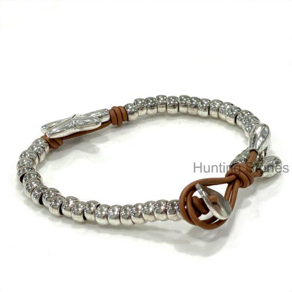 Genuine leather wrap Starfish bracelet 7.5 inch Light Brown