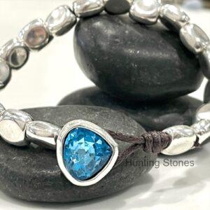 Beautiful Blue Glass Crystal Drop Bracelet
