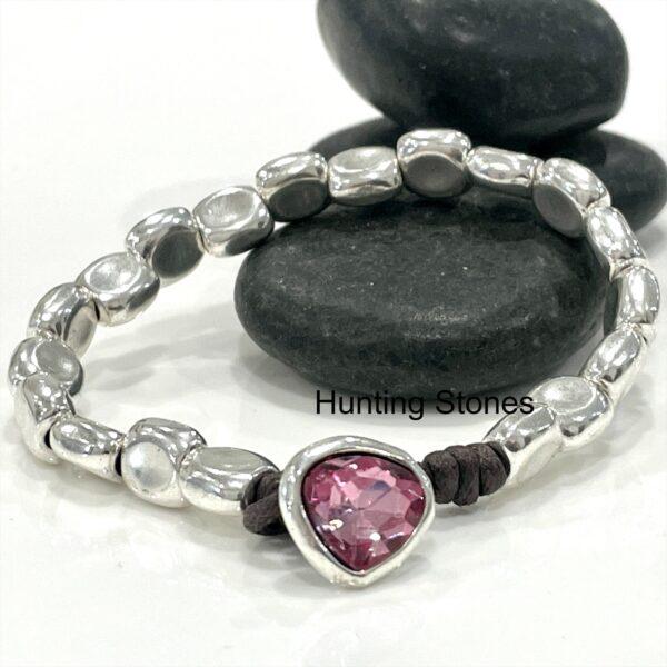 Beautiful Pink Glass Crystal Teardrop Bracelet
