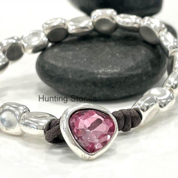 Beautiful Pink Glass Crystal Teardrop Bracelet