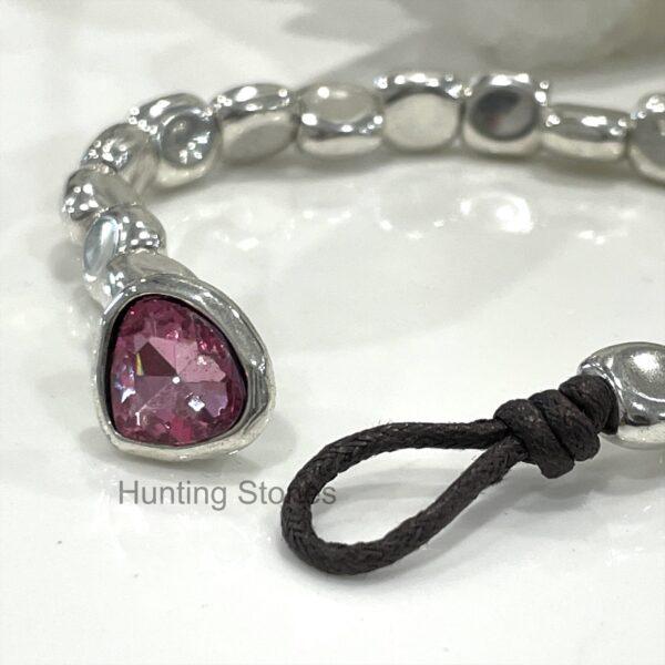 Beautiful Pink Glass Crystal Teardrop Bracelet