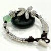 Green Imitation Crystal Dragonfly Bracelet Genuine Leather