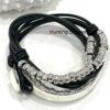 Unisex Genuine leather Wrap Bracelet Black