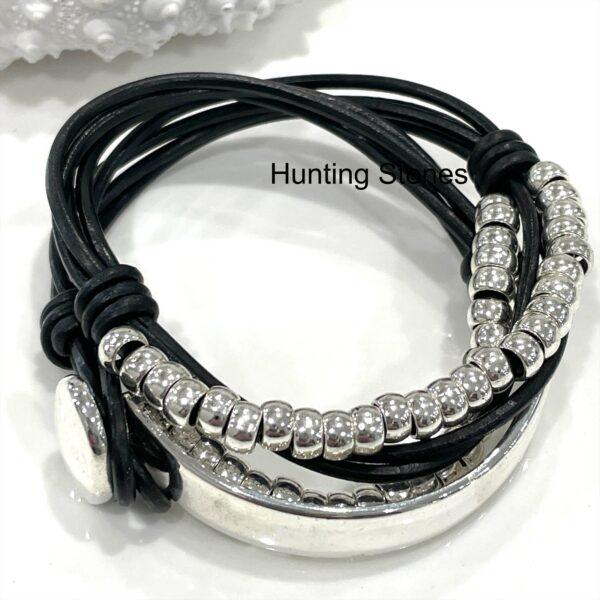 Unisex Genuine leather Wrap Bracelet Black