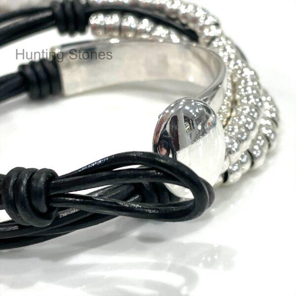 Unisex Genuine leather Wrap Bracelet Black