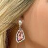 Stunning Warm Imperial Topaz Glass Crystal Drop Earrings