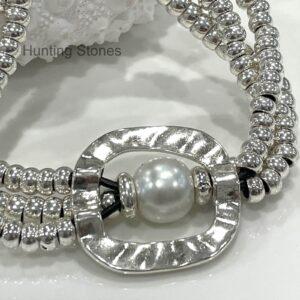 Genuine leather with pearl bracelet 8 inch