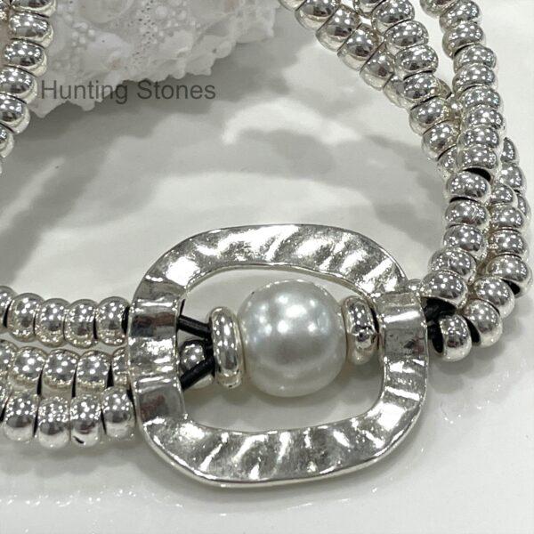 Genuine leather with pearl bracelet 8 inch