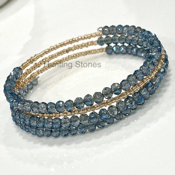 Whitley Crystal Bangle Stack- Blue Topaz | Sassy Jones