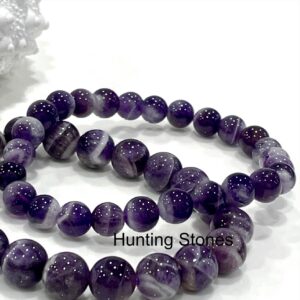 Hunting Stones Natural African Amethyst Unisex Crystal Bracelet