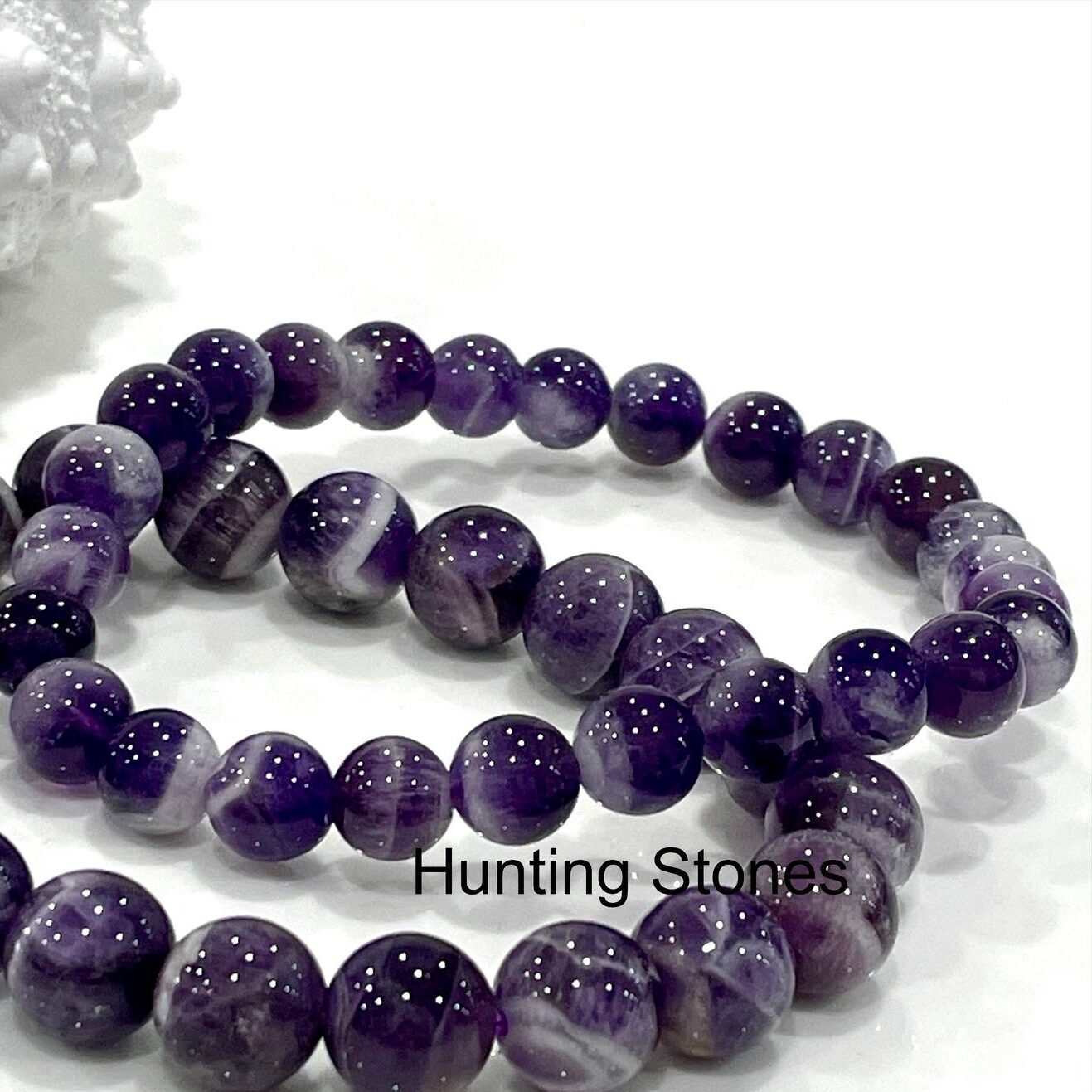 Hunting Stones Natural African Amethyst Unisex Crystal Bracelet