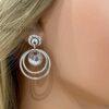 Beautiful Double Hoop Ring Drop Earrings 34mm