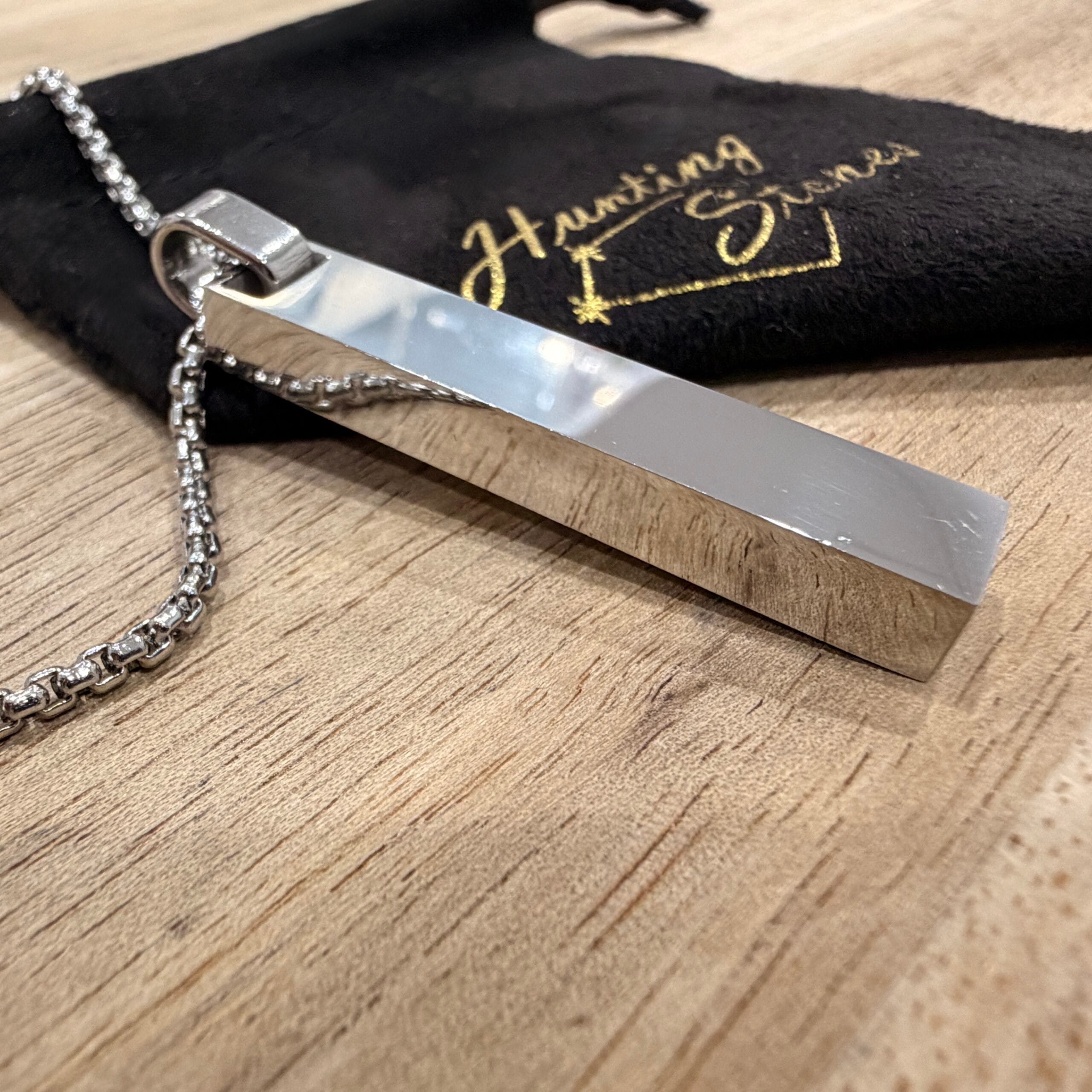 Men's Quality Stainless Steel Silver Bar Necklace Roman Numerals - 60cm chain