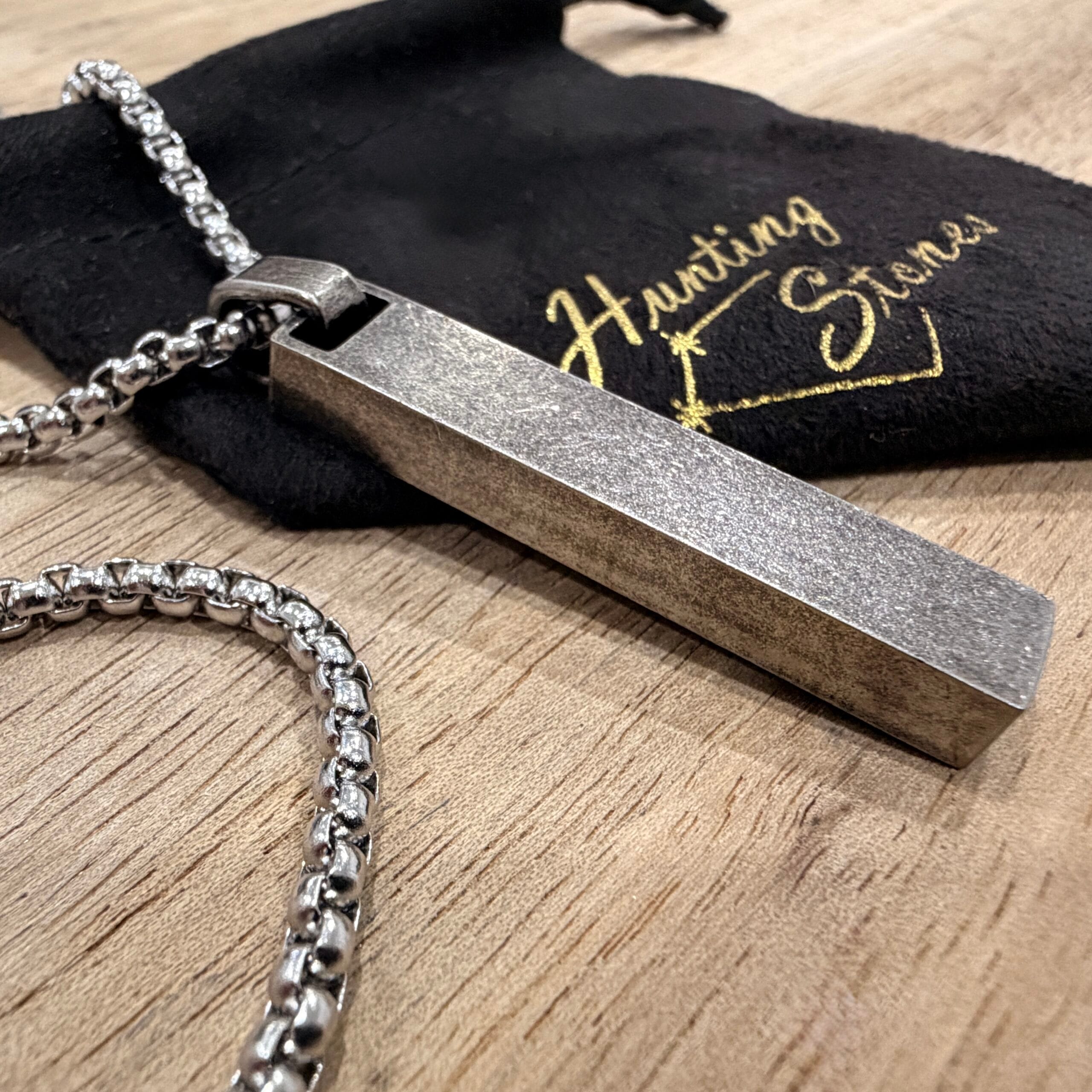 Men's Quality Stainless Steel Bar Necklace Vintage Silver Roman Numerals - 60cm chain