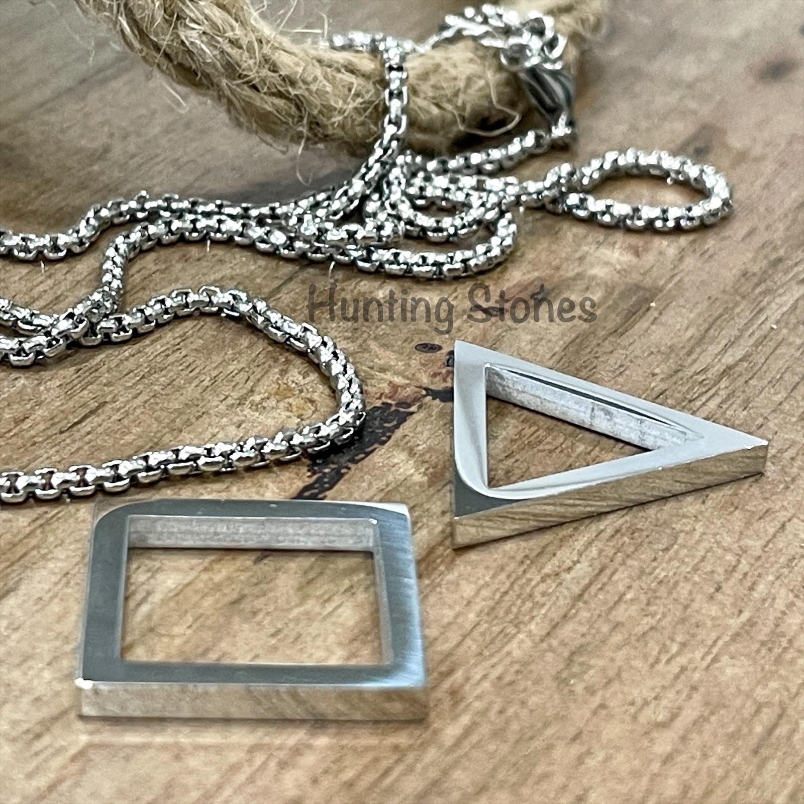 Men's Quality Stainless Steel Geometric Triangle and Square Necklace