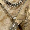 Men's Quality Stainless Steel Compass Necklace and Cuban Chain Set