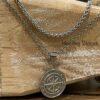 Men's Quality Stainless Steel Compass Necklace and Wheat Chain Set