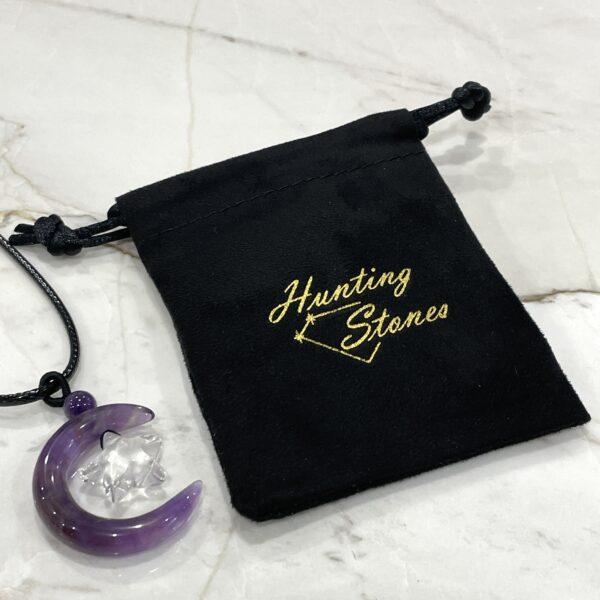 Natural Crystal Moon with Floating Star Necklace - 31mm Moons