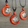 Natural Crystal Moon with Floating Star Necklace - 31mm Moons