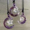 Natural Crystal Moon with Floating Star Necklace - 31mm Moons