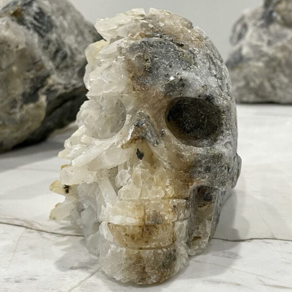 Natural Crystal Hand Carved Skull - 02 Indian Feathered Headdress