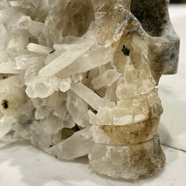 Natural Crystal Hand Carved Skull - 02 Indian Feathered Headdress