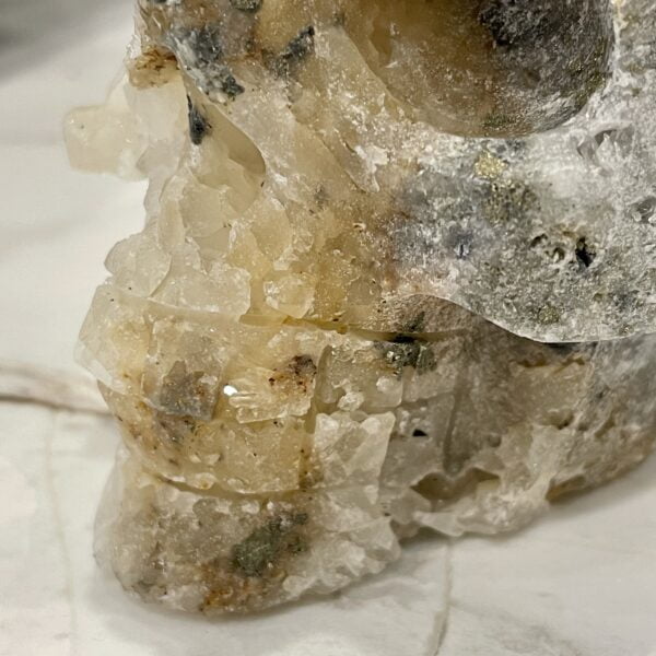 Natural Crystal Hand Carved Skull - 02 Indian Feathered Headdress