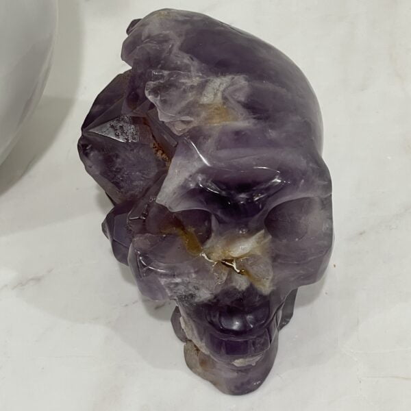 Amethyst Crystal Point Cluster Hand Carved Skull - AM01
