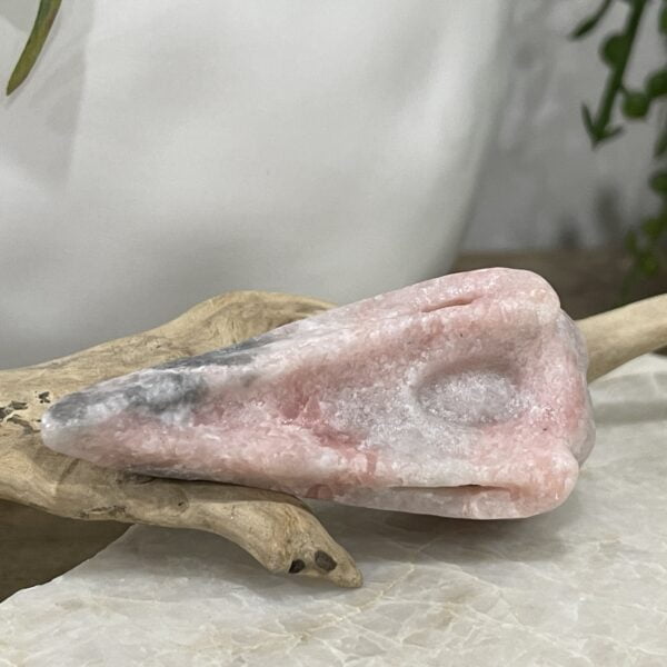 Beautiful Rose Jasper Crystal Raven Skull - 65mm 01