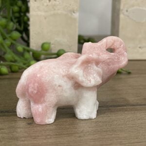 Beautiful Pink Jasper Crystal Elephant - Good Luck 6cm 01