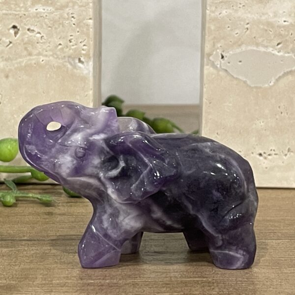 Beautiful Amethyst Crystal Elephant - 6.1cm 01 - Good Luck