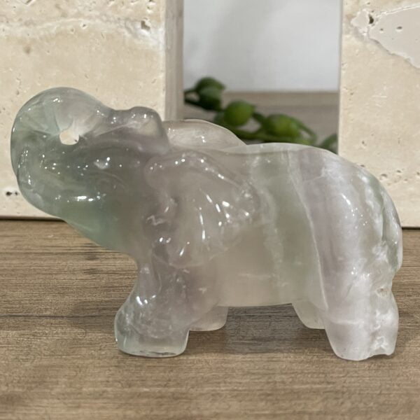 Beautiful Rainbow Fluorite Crystal Elephant - 5.9cm 01 - Good Luck