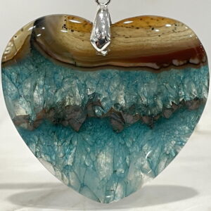 Agate Crystal Heart Pendant 46mm - Cool Calming Blues H7715227