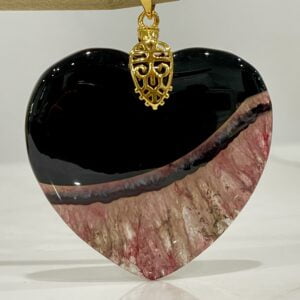 Agate Crystal Heart Pendant 46mm - Warming Energising Balancing E49840