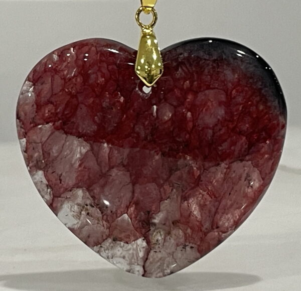 Agate Crystal Heart Pendant 46mm - Warming Energising Balancing D31054