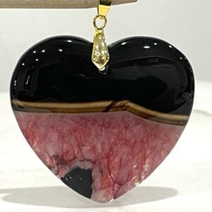 Agate Crystal Heart Pendant 44mm - Warm Energising Balancing E21008