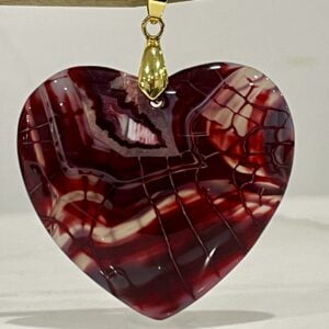 Agate Crystal Heart Pendant 43mm - Warming Energising Reds B76P177725
