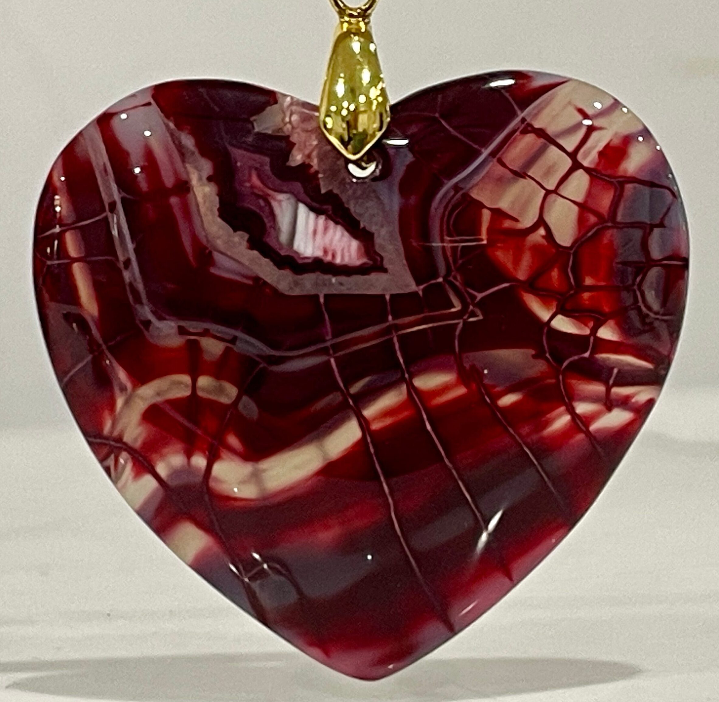 Crystal Heart Pendant 43mm - Warm Energising Reds B76P177725