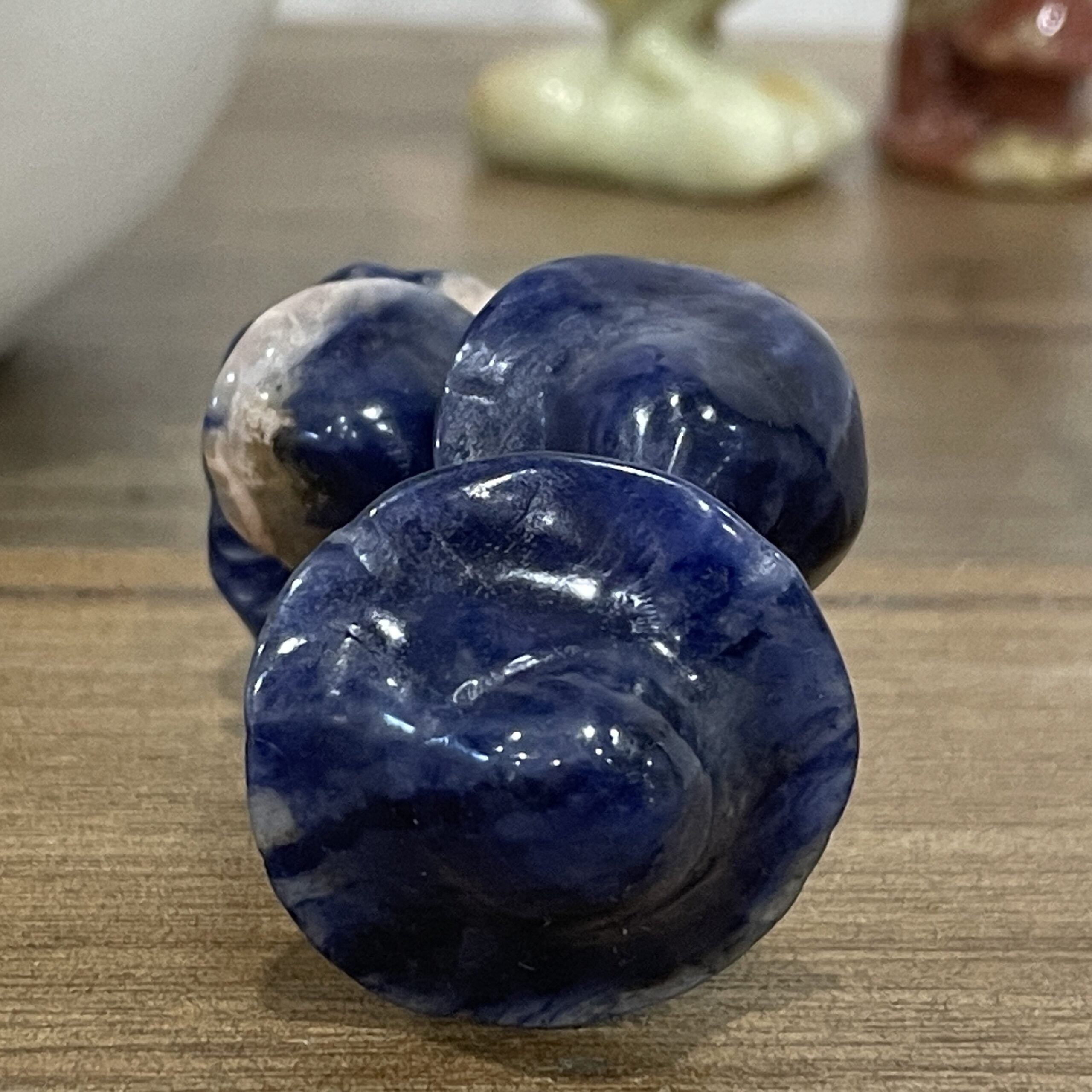 Beautiful Sodalite Crystal Mushroom Trio - 60mm 01 - Image 5